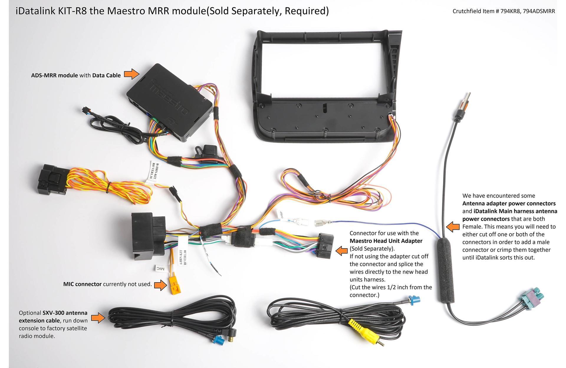 iDatalink KIT-R8 + ADS-MRR Install an iDatalink-compatible double-DIN car stereo in 2008-15 Audi R8 vehicles