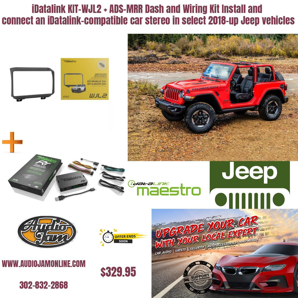 iDatalink KIT-WJL2 + ADS-MRR Dash and Wiring Kit Install and  connect an iDatalink-compatible car stereo in select 2018-up Jeep vehicles