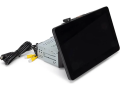 Car monitor with apple carplay and cable on a white background