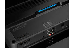 Back view of a JL Audio car audio amplifier with visible branding and connectivity ports.