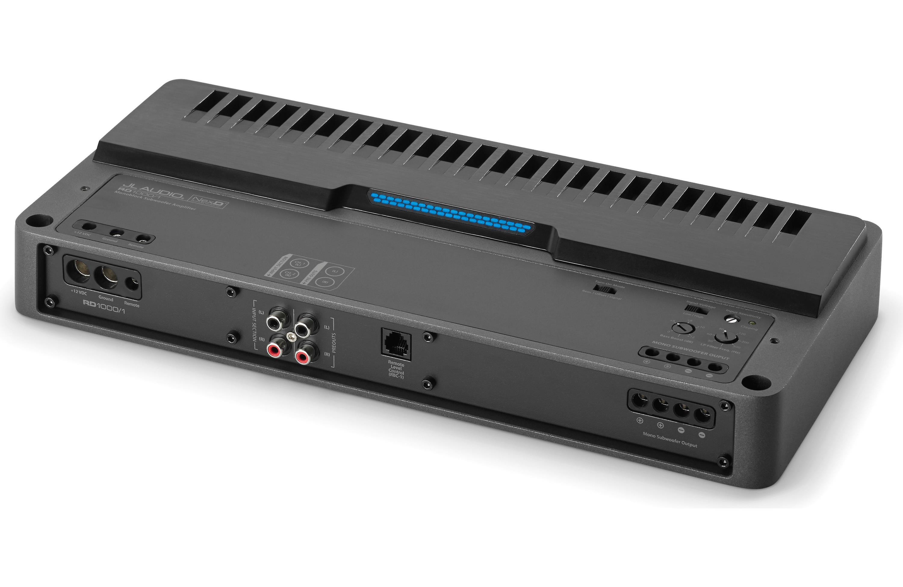 Black electronic device with multiple ports on a white background