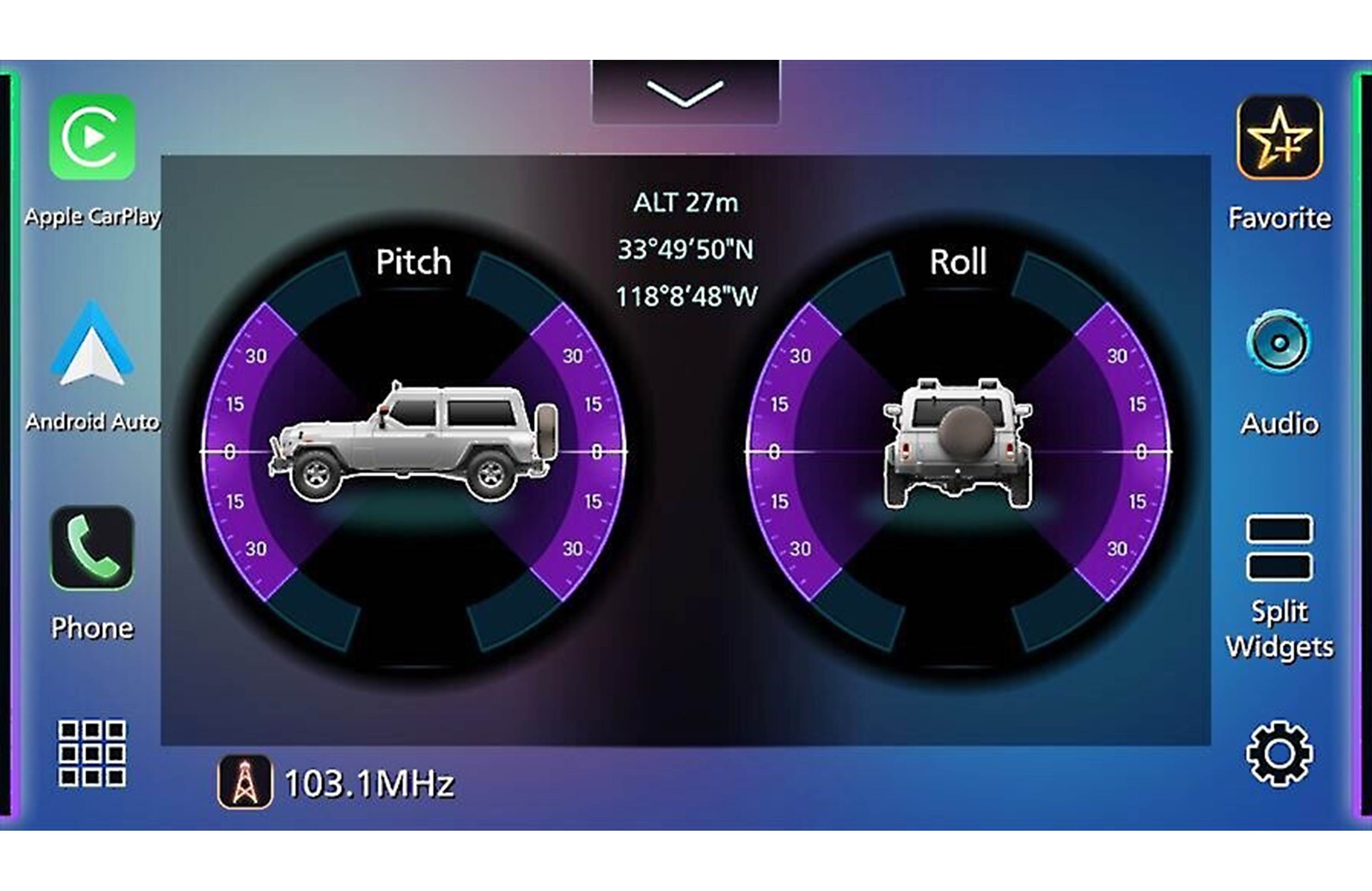 Car dashboard display with navigation and vehicle control interface