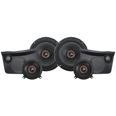 Set of car speakers on a white background