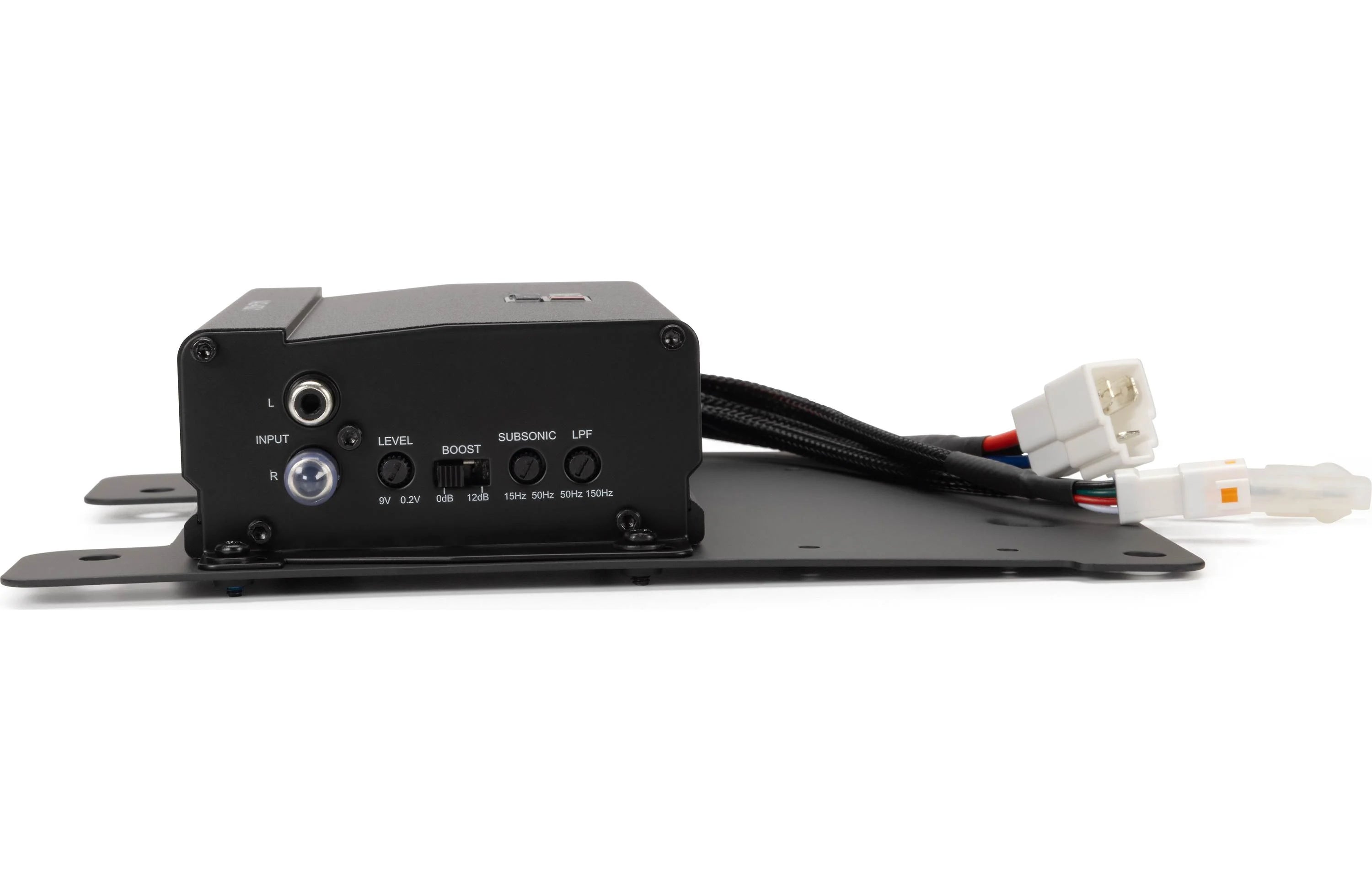 Black electronic device with wiring on a white background