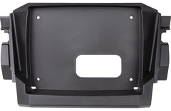 Black plastic bracket or component on a white background