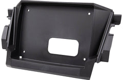 Black plastic bracket or component on a white background