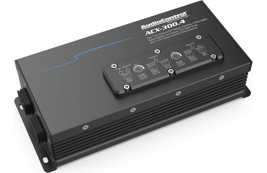 AudioControl ACX-300.4 4-channel powersports/marine amplifier — 50 watts RMS x 4+  Stinger JKUAMPBRKTD AMP Bracket for mounting AMP Under Driver side seat Compatible with 2007-2018 Wrangler JKU + Raptor R2AK4 4 Gauge Complete Amp Kit w/ RCA for Up to