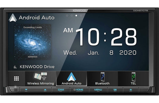 Kenwood DDX9707S Stereo Receiver w/ Apple CarPlay and Android AutoA visual stunner +  SiriusXM SXV300V1 Tuner  + iBEAM  TE-2MPIR  - License Plate Backup Camera