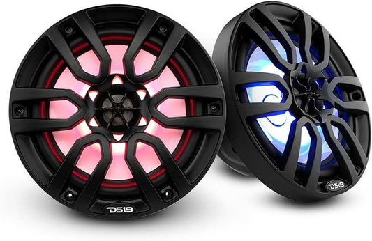 2 Pair of DS18 HYDRO NXL-8BK  8" 2-Way Marine Speakers with LED Lights 375 Watts Matte Black