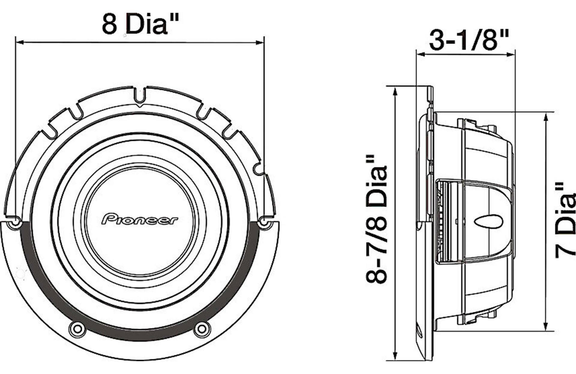 Pioneer TS-A2000LD2 8" Shallow Mount 2 Ohm DVC Subwoofer (250w rms 700w peak)