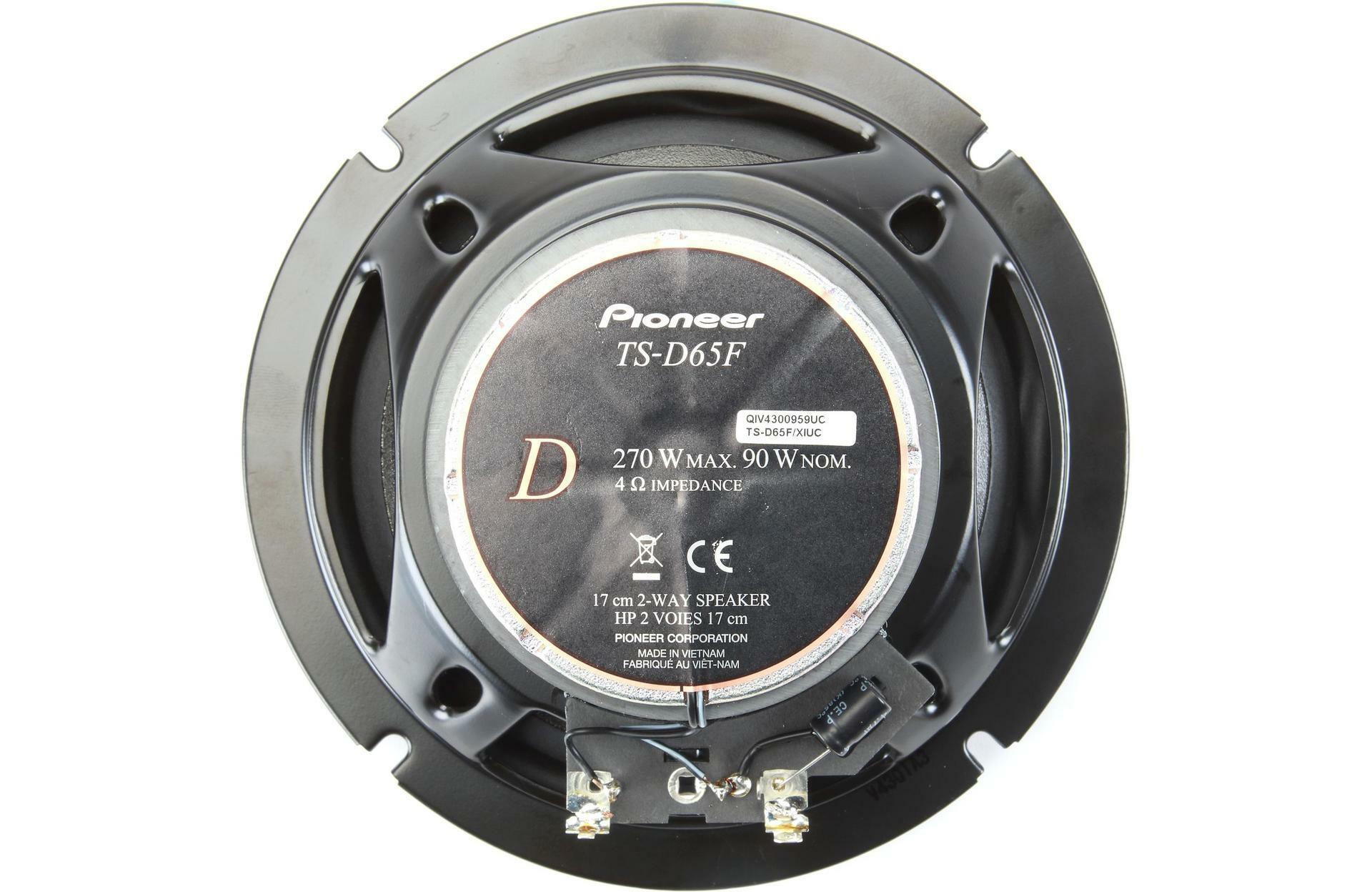 Pioneer TS-D65F 6.5" - 2-way, 270w Max Power, 26mm Polyester Dome Coaxial Speakers (pair)