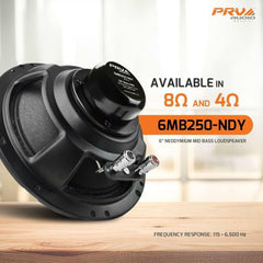 4 x PRV Audio 6MB250-NDY-4 Midbass Neodymium 6.5" Speakers 4 Ohm 6 PRO Neo 1000W