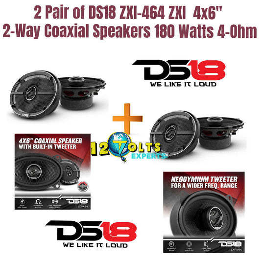 2 Pair of DS18 ZXI-464 ZXI  4x6" 2-Way Coaxial Speakers 180 Watts 4-Ohm