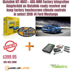 iDatalink KIT-MUS1 + ADS-MRR Factory Integration AdapterAdd an iDatalink-ready receiver and keep factory touchscreen climate controls in select 2010-14 Ford Mustangs