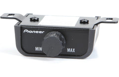 Pioneer audio control knob with 'Min' and 'Max' labels on a white background