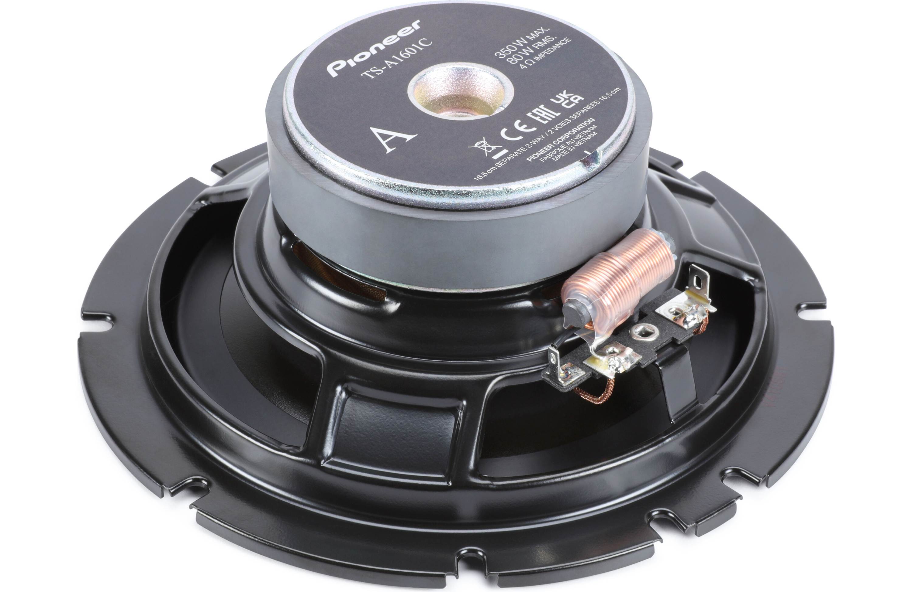 Pioneer car speaker on a white background