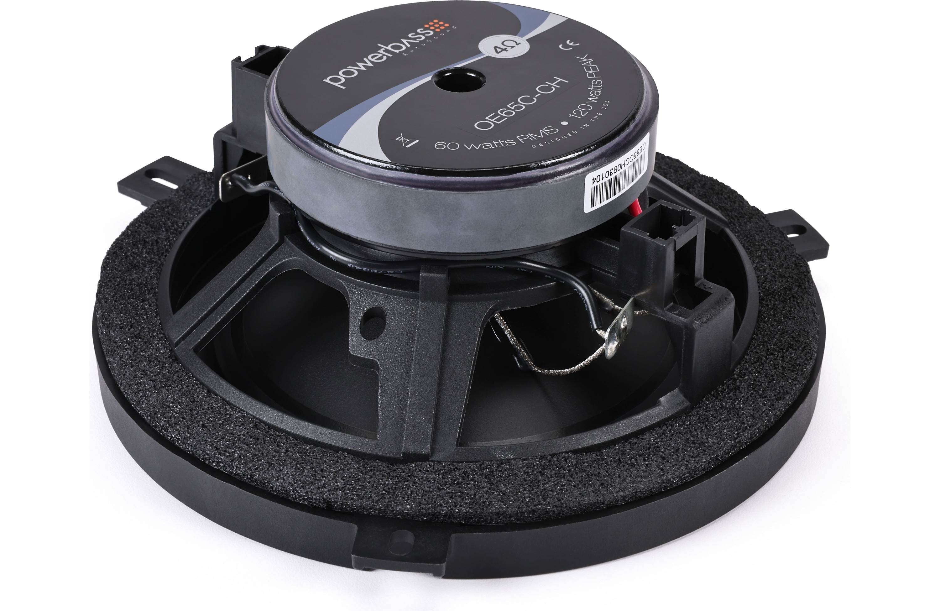 Car speaker with Powerbass branding on a white background