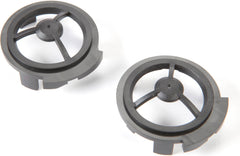 Two gray plastic components on a white background
