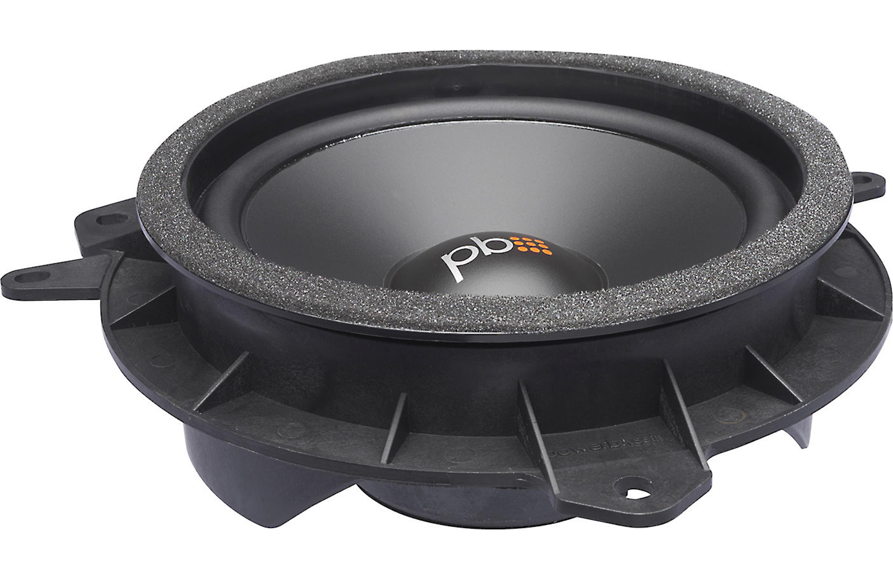 Car speaker with 'pb' logo on a white background