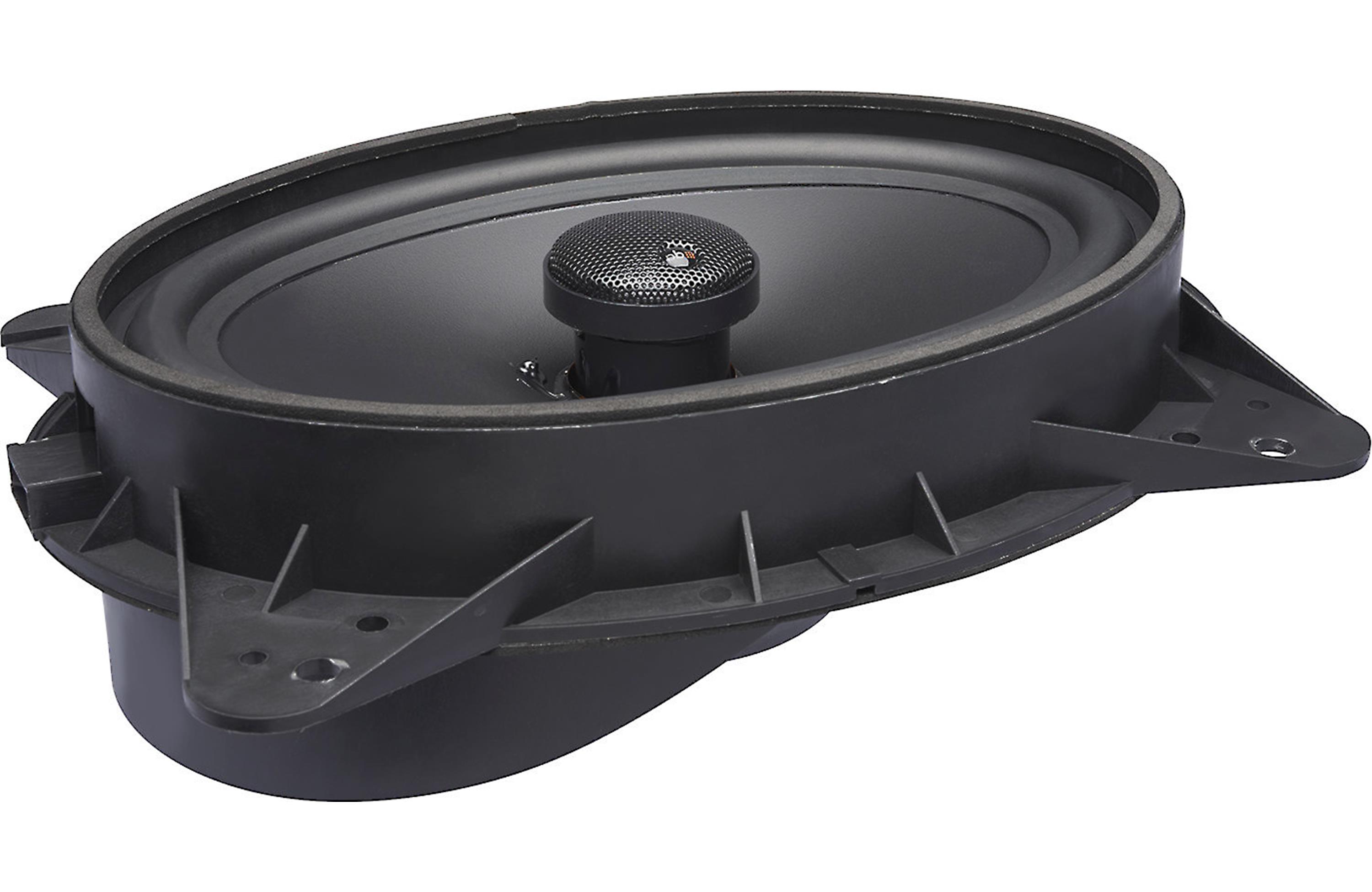 Black car speaker on a white background