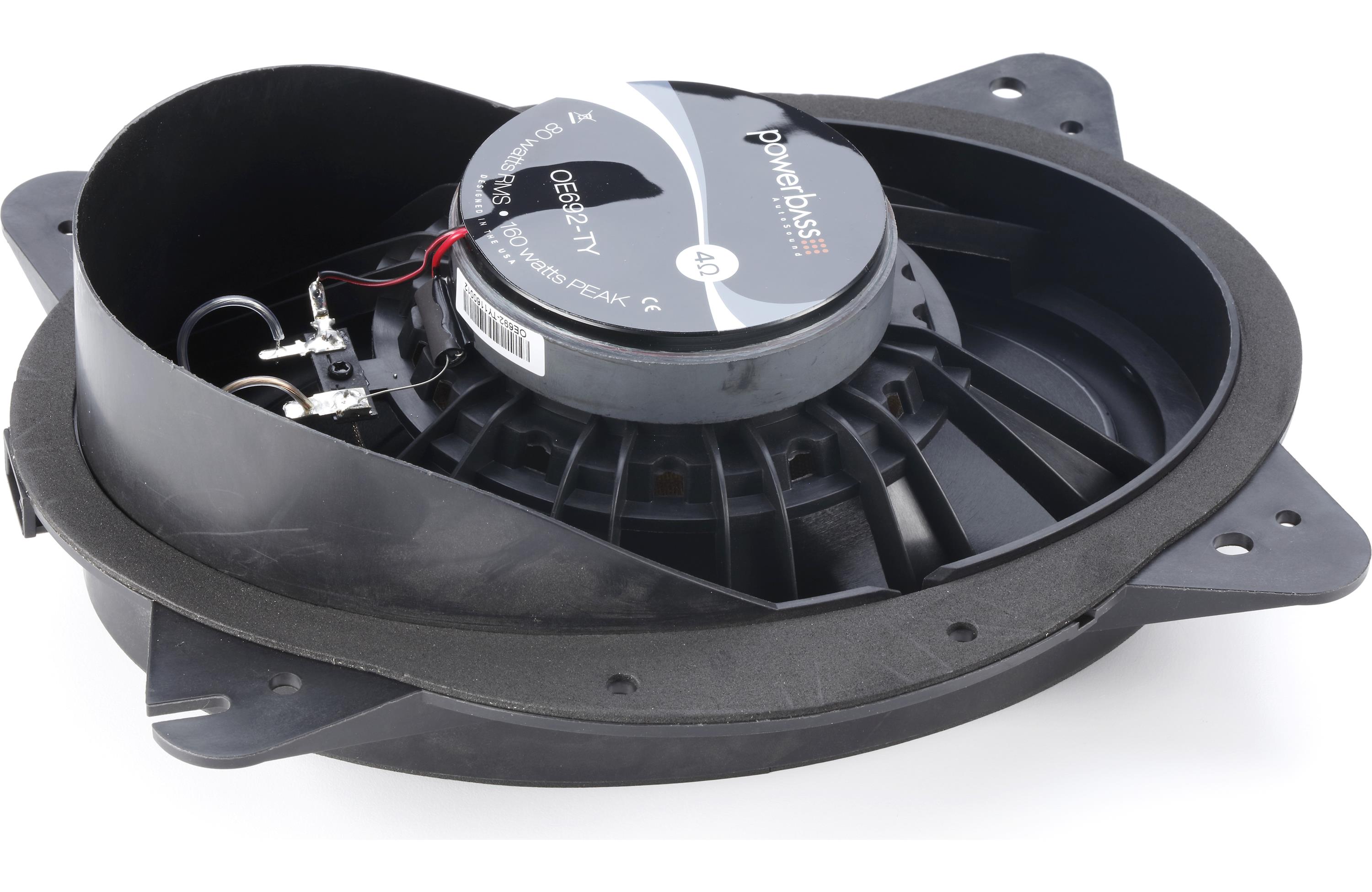 Car speaker with visible brand logo on a white background