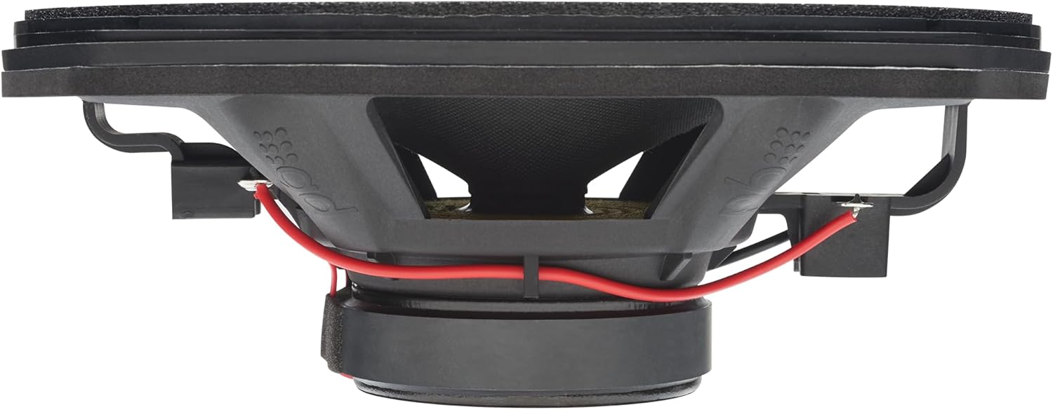 Car speaker with visible wiring on a white background
