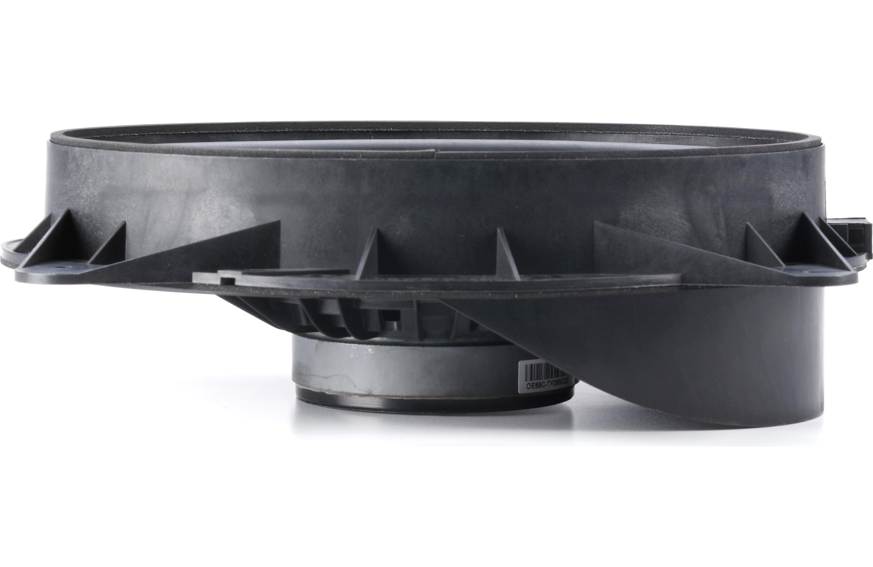 Black plastic component on a white background