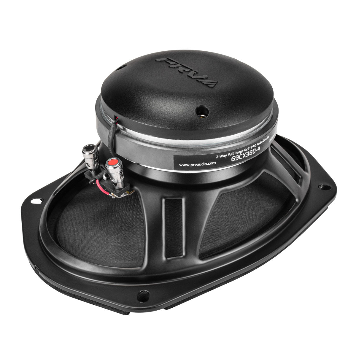 Car speaker with PRV branding on a white background