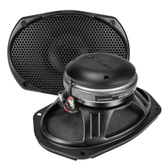 Car speaker with PRV Audio branding on a white background