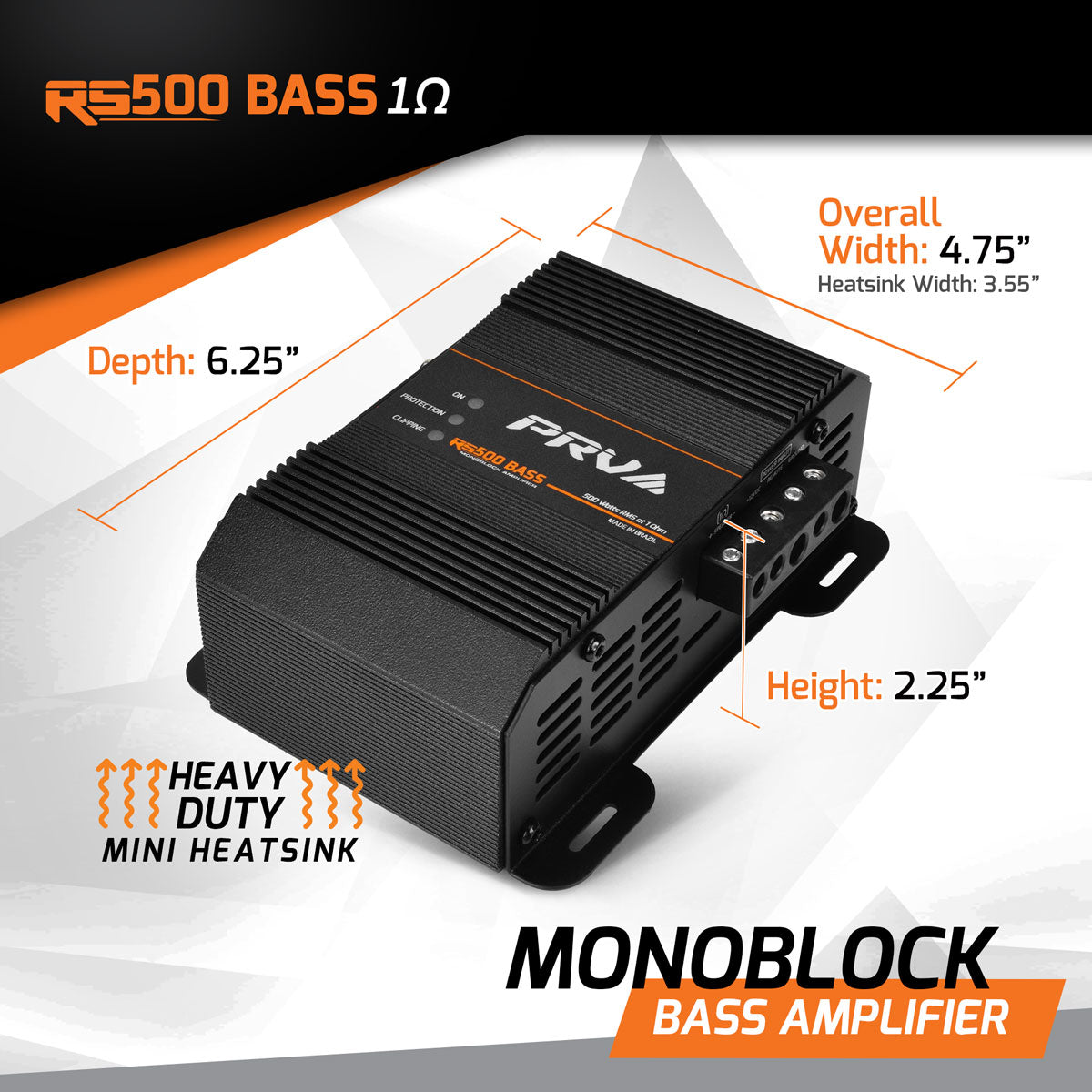 Picture of prv car amplifier rs500 bass 1 ohm