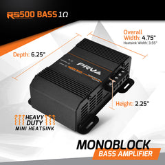 Picture of prv car amplifier rs500 bass 1 ohm