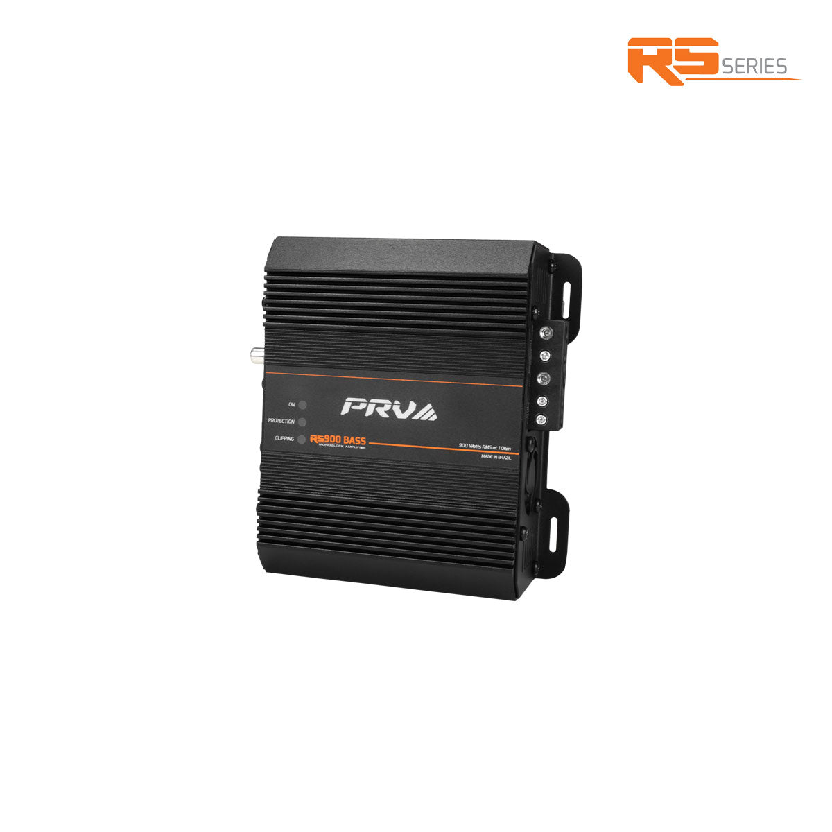 Black amplifier with PRV logo on a white background