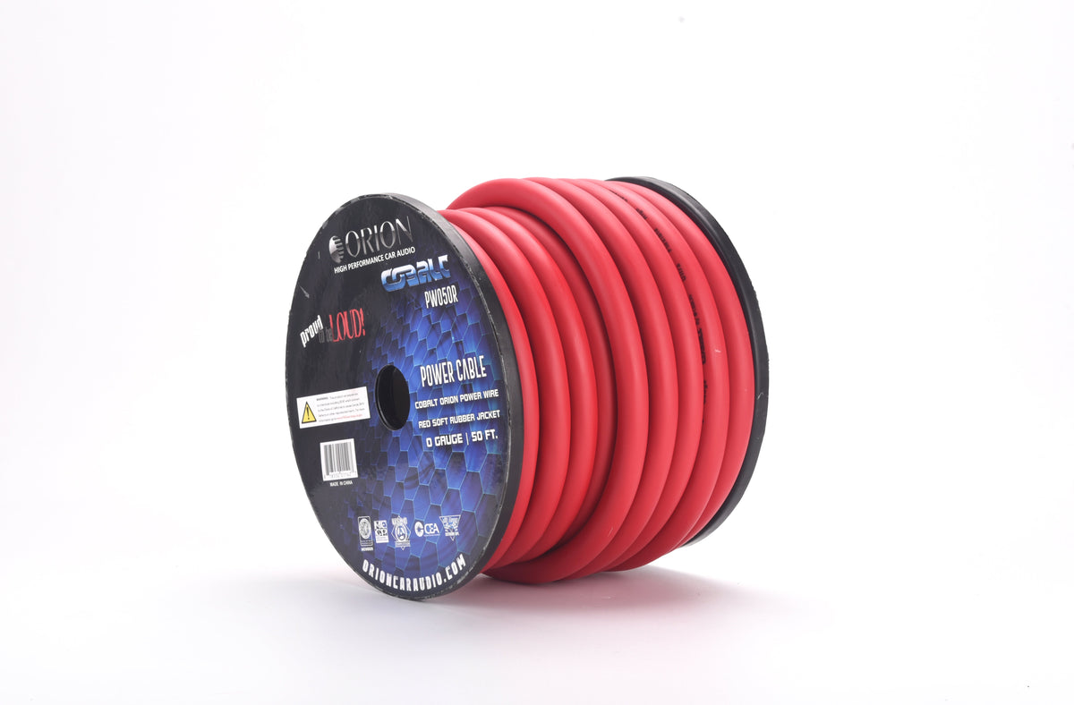 Orion PW050R COBALT 0-GAUGE 50FT CCA WIRE ROLL - RED