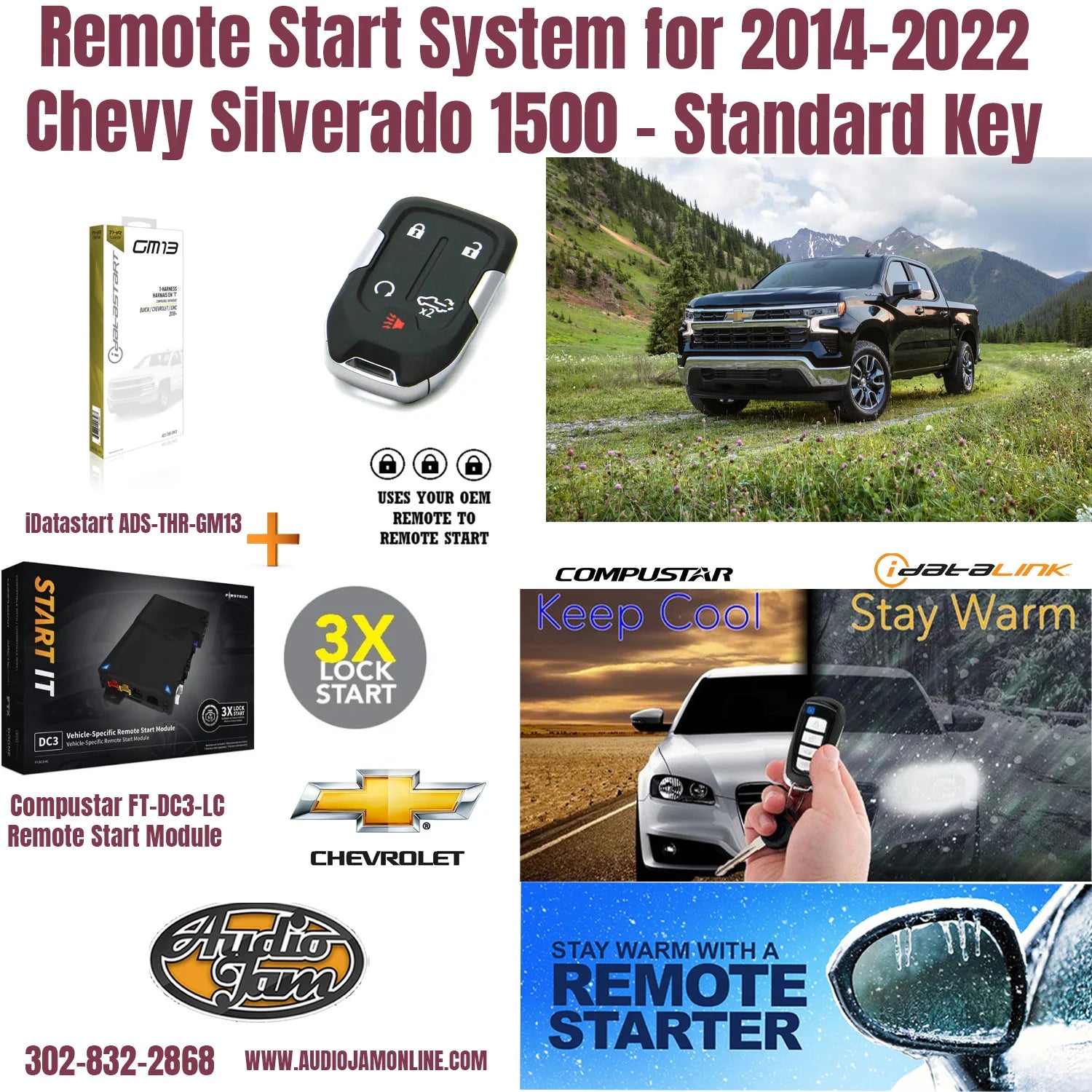  remote start system for 2014-2022 Chevy Silverado 1500 with product images and text.