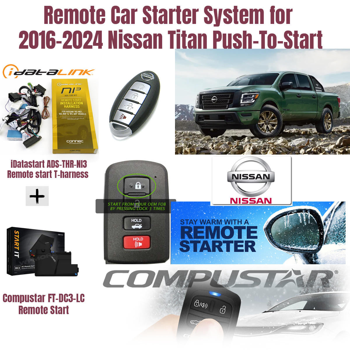 Remote Car Starter System for 2016–2024 Nissan Titan Push-To-Start