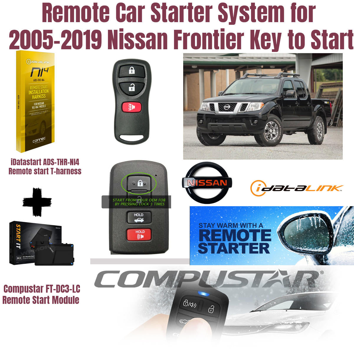 Remote Car Starter System for 2005–2019 Nissan Frontier Key to Start