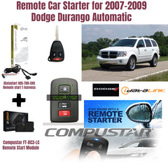 Remote car starter kit for 2007-2009 Dodge Durango Automatic with vehicle image and product packaging.