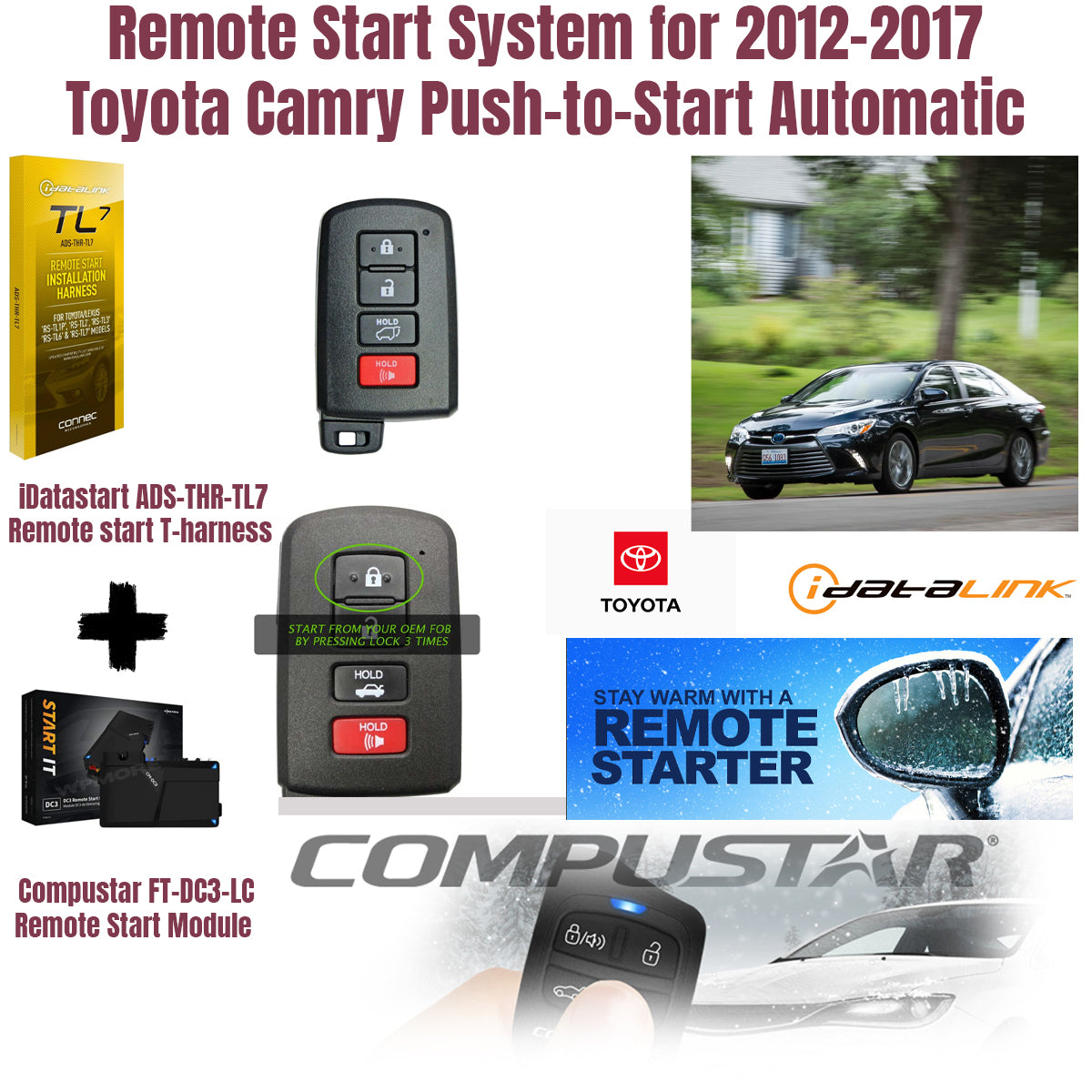 Remote Car Starter System for 2012–2017 Toyota Camry Push-to-Start Automatic