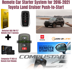 Remote car starter system for 2016-2021 Toyota Land Cruiser Push-to-Start with accessories and branding.