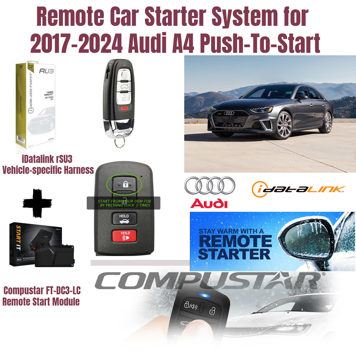 Remote Car Starter System for 2017–2024 Audi A4 Push-To-Start