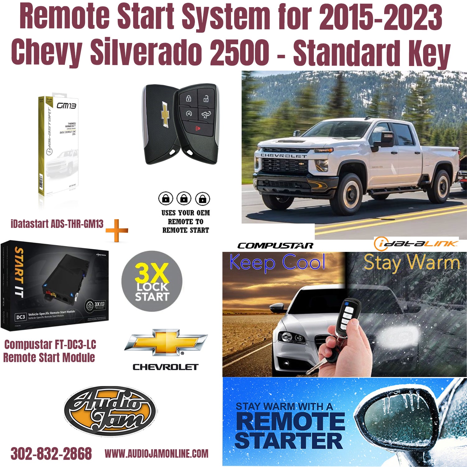 remote start Chevy Silverado 2500 2015-2023 Delaware