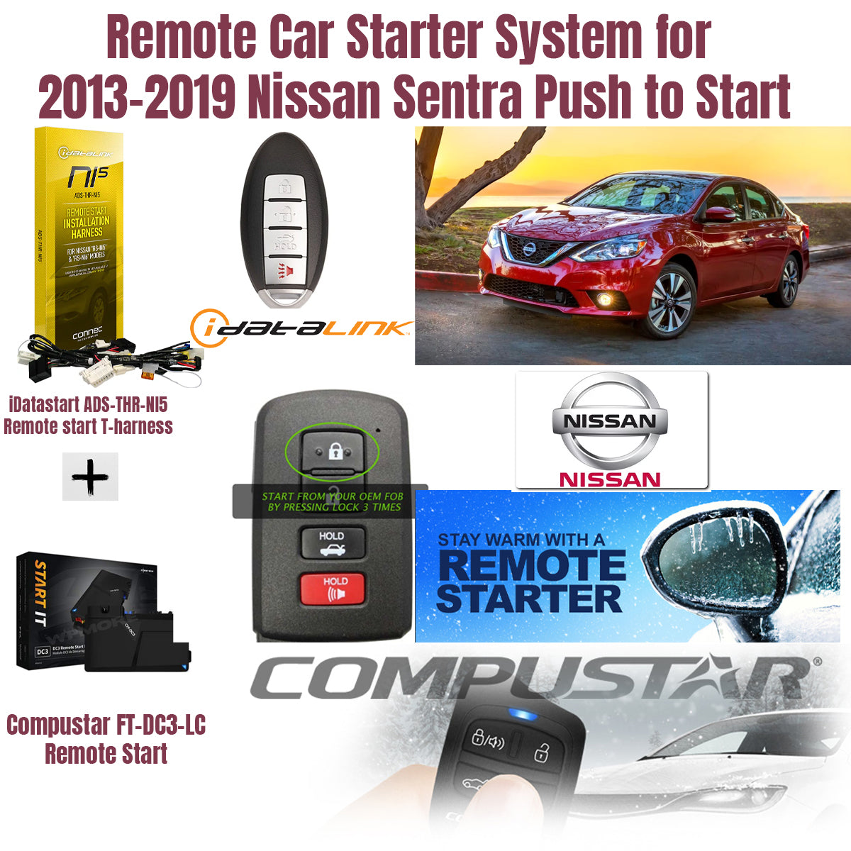 Remote Car Starter System for 2013–2019 Nissan Sentra Push to Start