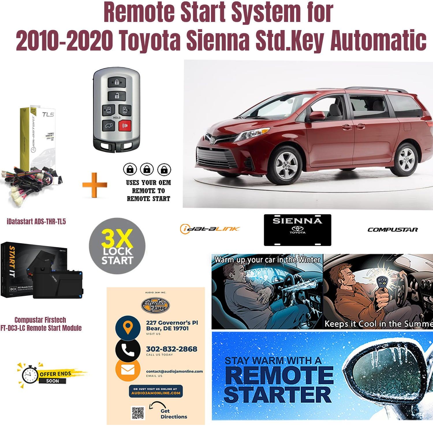 remote start Toyota sienna standard key 2010-2020