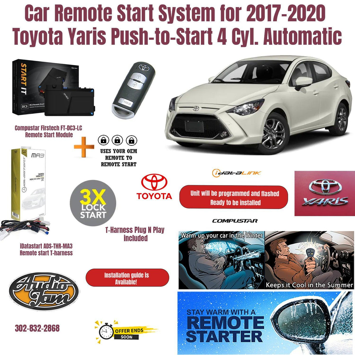 remote start Toyota Yaris push to start 2017-2020