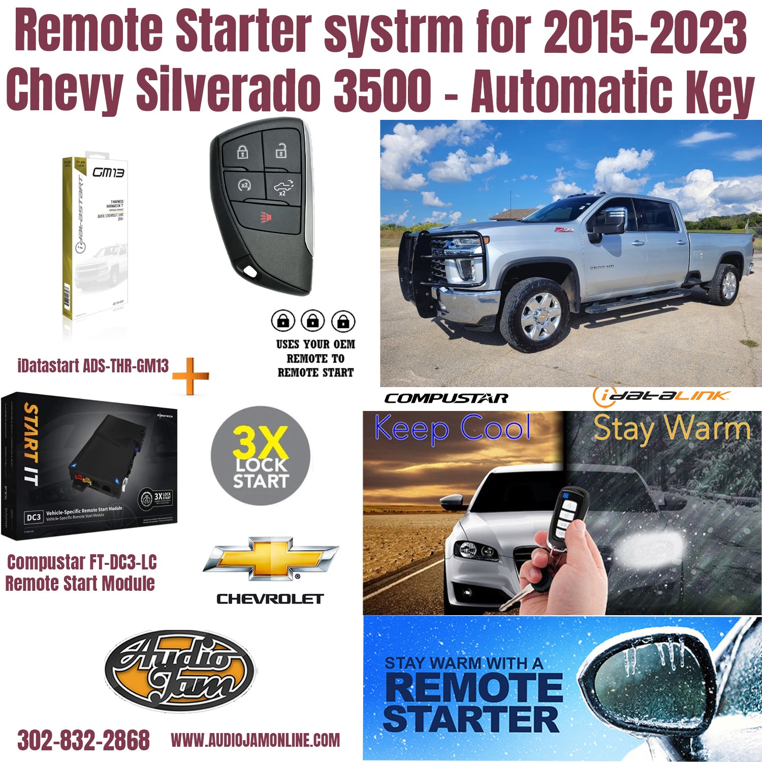 remote starter Chevy Silverado 3500 2015-2023 Delaware