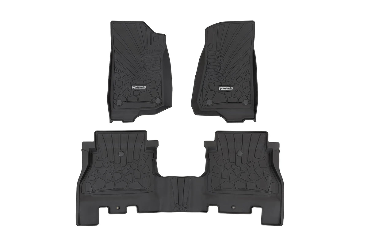 rough country flex fit floor mats black 18 24 jeep wrangler jl 4 door