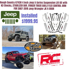 Rough Country 67430 4 Inch Jeep X-Series Suspension Lift Kit with N3 Shocks, STABILIZER BAR ,FORGER TRACK BAR,X FLEX CONTROL ARM FOR 2007-2018 Jeep Wrangler JK 4-DOOR