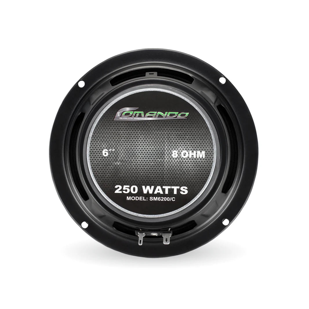 Pro Audio Midrang speaker with brand logo and specifications on a white background