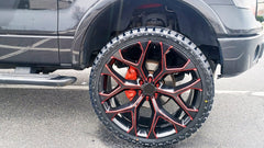 22” Strada Snowflake Gloss Black & Red Rims for Ford F-150