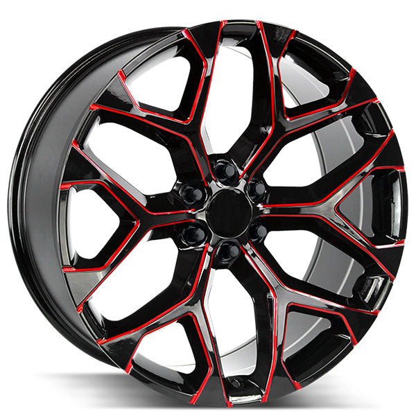 strada snowflake 22 inch gloss black red rims ford f150